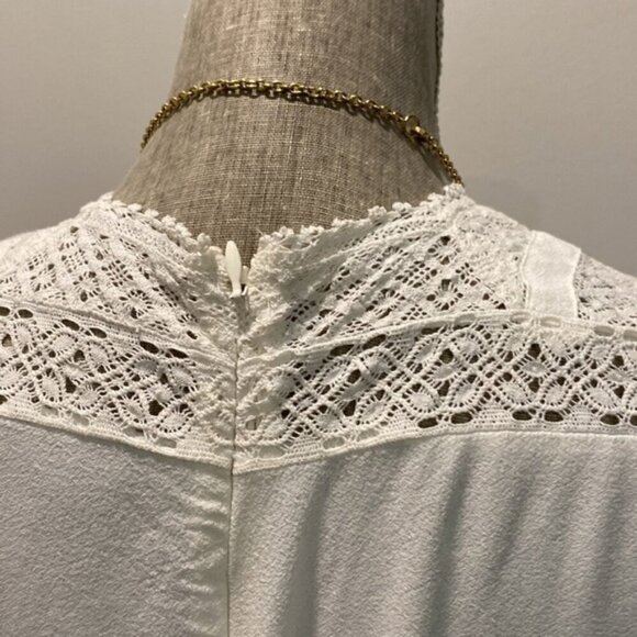 J Crew White Blouse TopnLaceynPeasant - Picture 11 of 15